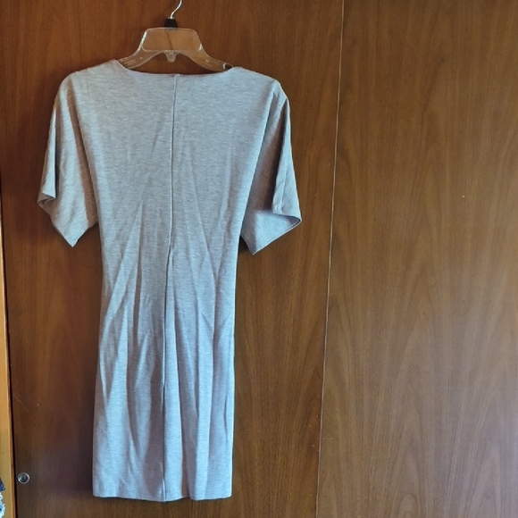 EXPRESS Light Gray Lined Faux Wrap Dress Size Small - Picture 3 of 5